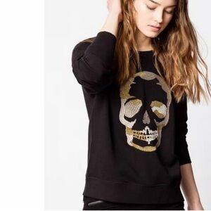 Zadig & Voltaire Black Sweatshirt with Gold Skull